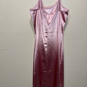 Pink satin / silk knee high .